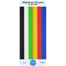 Sada PLA kompatibilních náplní pro 3D pero 3Doodler Create – 6 barev – 30× 240 mm